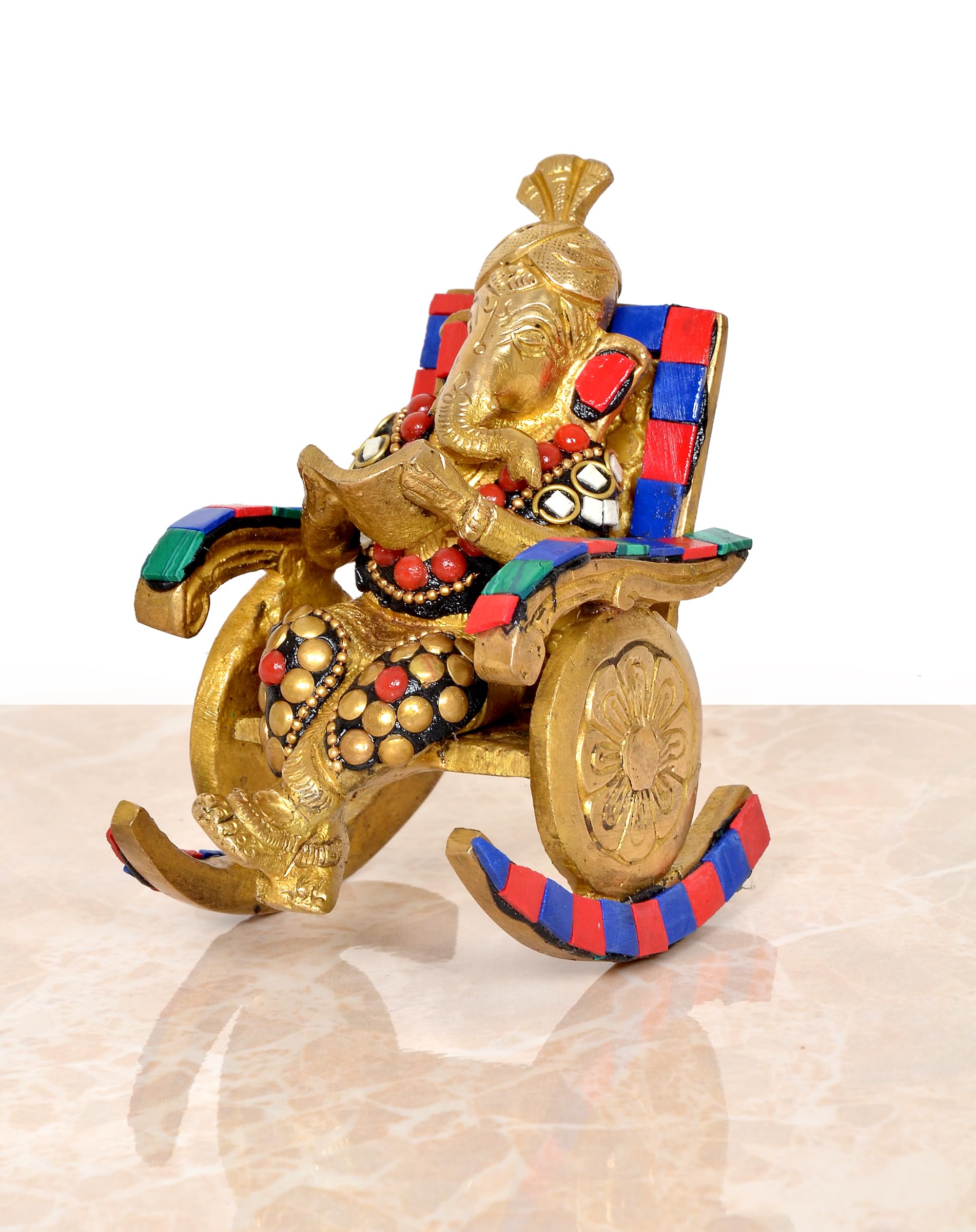 Aona Elegant Brass Ganesha Statue  5.5 Inch Handcrafted Hindu God Idol For Home & Office Dcor Lord Ganesh Figurine